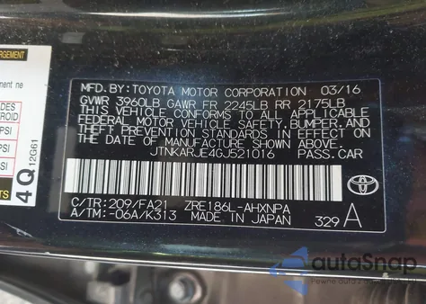 2016 Scion Im из США, поврежденный, VIN JTNKARJE4GJ521016